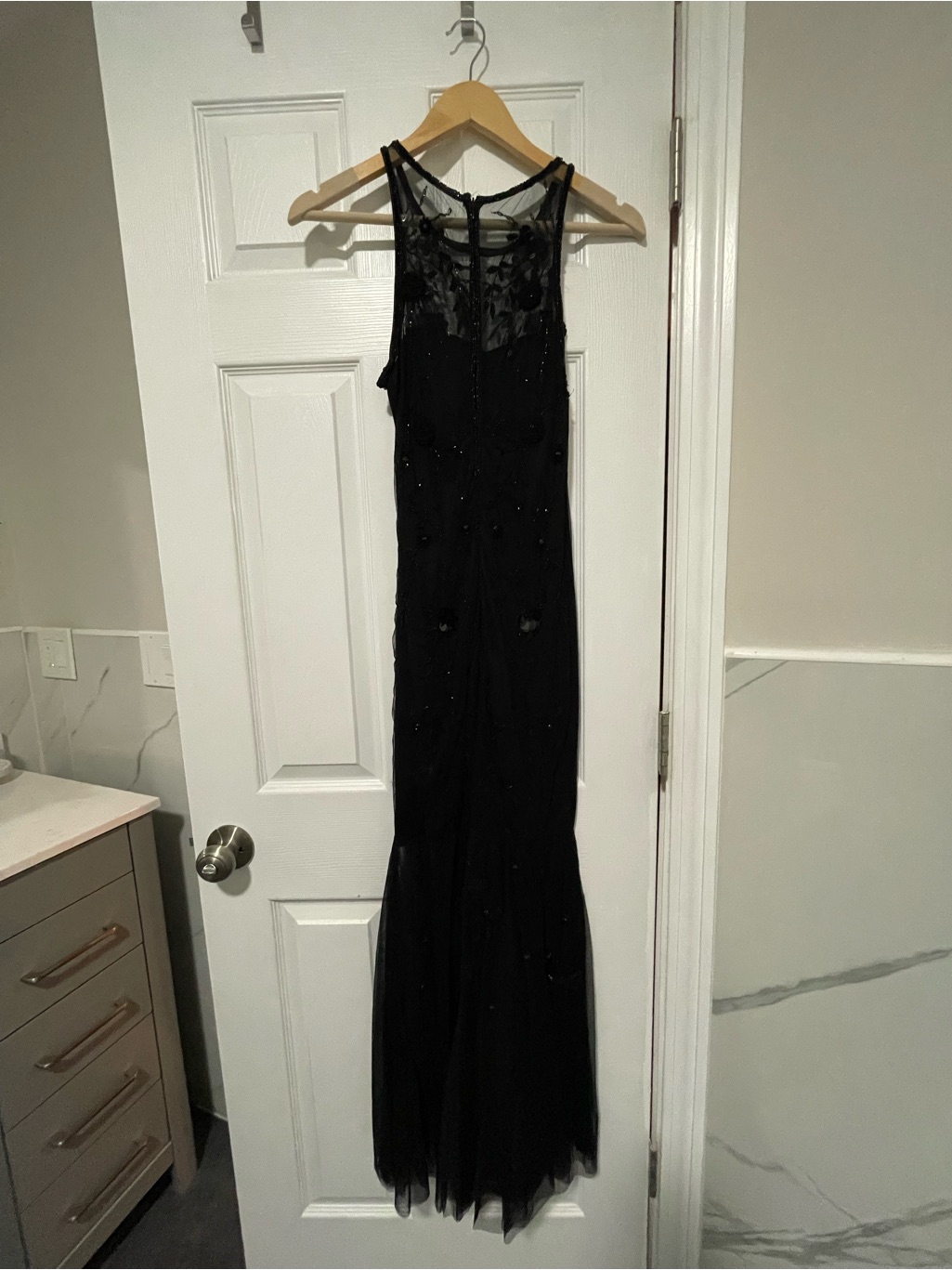 Parker Black Beaded Maxi Dress With Sheer Yoke